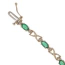 9ct Yellow Gold 0.10ct Diamond and Emerald Bracelet 6.5"