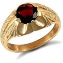 9ct Yellow Gold Gents Garnet Ring