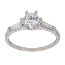 9ct White Gold Cubic Zirconia Single Stone Fancy Ring