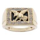 9ct Yellow Gold 0.10ct Diamond Eagle Signet Ring