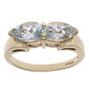 9ct Yellow Gold Aquamarine Two Stone Ring