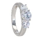 Silver Cubic Zirconia 3 Stone Ring by Icesia