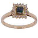 14ct Yellow Gold 0.15ct Diamond and Sapphire Cluster Ring