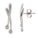 9ct White Gold 0.05ct Diamond Two Stone Crossover Earrings