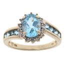 9ct Yellow Gold 0.05ct Diamond and Blue Topaz Cluster Ring