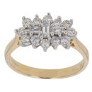 18ct Yellow Gold 0.75ct Brilliant and Baguette Cut Diamond Cluster Ring