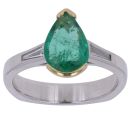 Platinum 0.25ct Tapered Baguette Cut Diamond and Emerald Ring