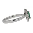 9ct White Gold 0.37ct Diamond And Emerald Ring