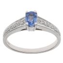 9ct White Gold 0.15ct Diamond And Sapphire Ring