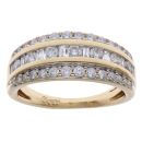 18ct Yellow Gold 1.00ct Brilliant and Baguette Cut Diamond Fancy Ring