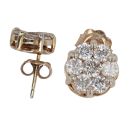 9ct Yellow Gold 2.25ct Brilliant Cut Diamond Cluster Earrings