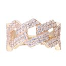9ct Yellow Gold Cubic Zirconia Curb Link Ring