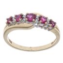 9ct Yellow Gold 0.10ct Diamond and Ruby Five Stone Ring