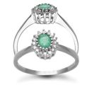 9ct White Gold 0.12ct Emerald And Diamond Cluster Ring