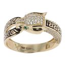 14ct Yellow Gold Cubic Zirconia Greek Key Panther Ring