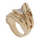 9ct Yellow Gold Cubic Zirconia Patterned Saddle Ring