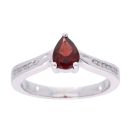9ct White Gold Garnet and Diamond Pear Ring
