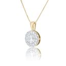 9ct Yellow Gold 1.00ct Lab Grown Diamond Halo Pendant Necklace G VS And