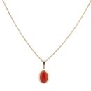 14ct Yellow Gold Orange Gemstone Pendant And Chain 16"