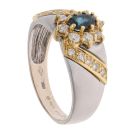 18ct Yellow And White Gold 0.35ct Diamond And Sapphire Cluster Ring