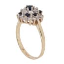 9ct Yellow Gold Cubic Zirconia and Sapphire Cluster Ring