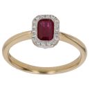 18ct Yellow Gold 0.10ct Diamond and Ruby Cluster Ring
