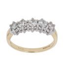 18ct Yellow Gold 1.00ct Brilliant Cut Diamond Five Stone Ring
