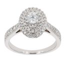 9ct White Gold 0.75ct Diamond Oval Cluster Ring