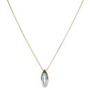 9ct Yellow Gold Blue Topaz Marquise Pendant and Chain 18"