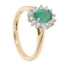 18ct Yellow Gold Emerald and Diamond Cluster Ring