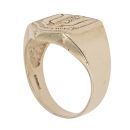9ct Yellow Gold 0.01ct Diamond 'Who Dares Wins' Crest Signet Ring