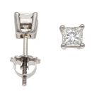 Platinum 0.70ct Princess Cut Diamond Stud Earrings