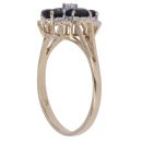 9ct Yellow Gold 0.10ct Brilliant Cut Diamond and Sapphire Cluster Ring