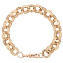 9ct Yellow Gold Patterned and Plain Belcher Bracelet 9"