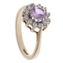 9ct Yellow Gold Cubic Zirconia and Amethyst Cluster Ring