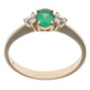 9ct Yellow Gold 0.06ct Diamond and Emerald Ring