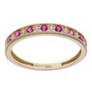 9ct Yellow Gold Cubic Zirconia and Red Gemstone Eternity Ring