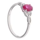 9ct White Gold 0.03ct Diamond and Ruby Ring