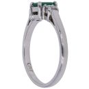 Platinum 0.20ct Brilliant Cut Diamond and Emerald Three Stone Ring