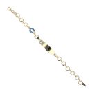14ct Yellow Gold Blue Enamel Horseshoe 5.5" ID Bracelet