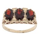 9ct Yellow Gold Heart Pattern Three Stone Ring