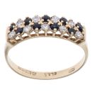 9ct Yellow Gold Cubic Zirconia and Sapphire Two Row Ring