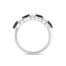 9ct White Gold Black Sapphire With Diamond Eternity Style Ring