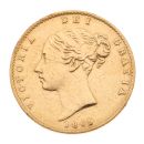 1869 Victoria Young Head UK Half Sovereign Coin