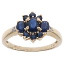 9ct Yellow Gold 0.01ct Diamond and Sapphire Cluster Ring