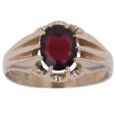 9ct Yellow Gold Garnet Solitaire Signet Ring