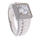 Silver Cubic Zirconia Cluster Signet Ring By Icesia
