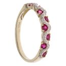 9ct Yellow and White Gold 0.05ct Diamond and Ruby Wave Ring