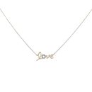 9ct Yellow Gold Cubic Zirconia 'Love' Pendant and Chain 18"