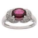 9ct White Gold 0.15ct Diamond And Garnet Ring